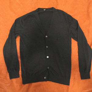 Uniqlo Men's Charcoal Cardigan, Cotton + Cashmere